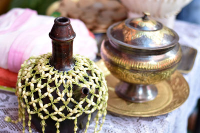 Close-up of container on table