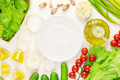 High angle view of food on table