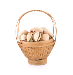 High angle view of bread in basket