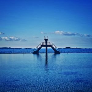 Scenic view of sea against blue sky