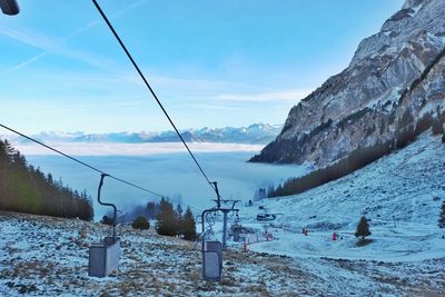 Scenic view of mountains against sky during winter
