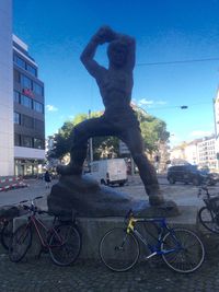 Bicycles parked in city