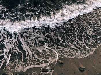 High angle view of rock on beach