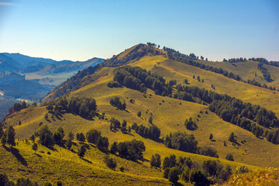 Scenic view of mountains against clear sky