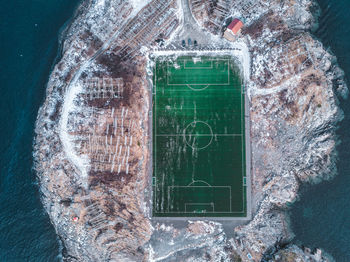 Aerial view of soccer stadium