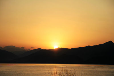 Scenic view of sea against sky during sunset