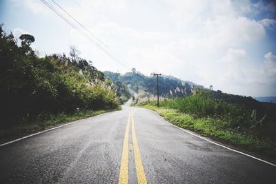 Surface level of road against sky