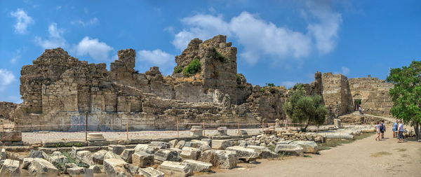 Side, turkey 18.07.2021. agora area of ancient city of side in antalya province, turkey