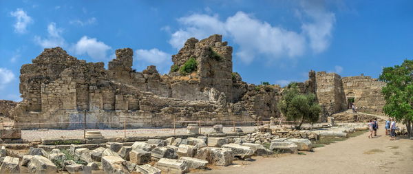 Side, turkey 18.07.2021. agora area of ancient city of side in antalya province, turkey