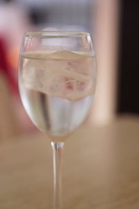 Close-up of beer in glass on table