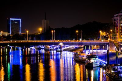 Illuminated city at night