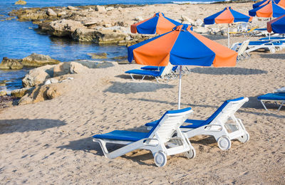 Deck chairs on beach