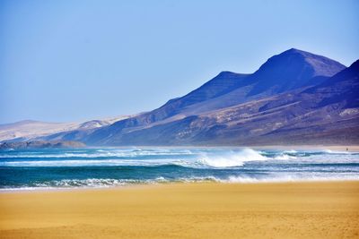 Cofete beach on fuerteventura canary island in spain