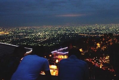 View of illuminated cityscape at night