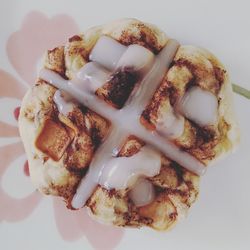 High angle view of dessert in plate