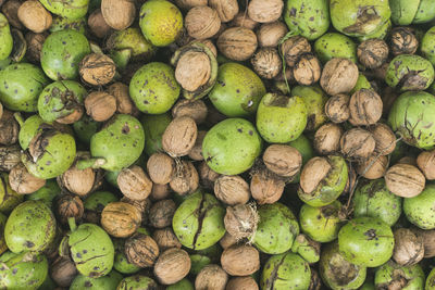 Full frame shot of walnuts for sale in market