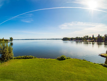 Scenic view of lake against sky