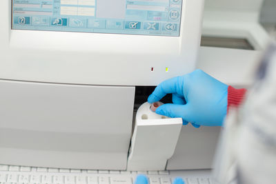 Man working on escalator