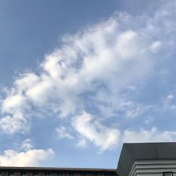 Low angle view of building against cloudy sky