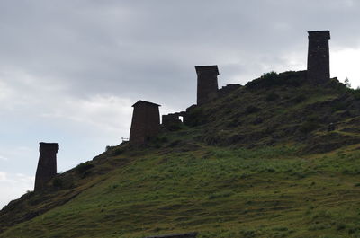 Low angle view of fort against sky