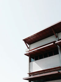 Low angle view of roof against clear sky