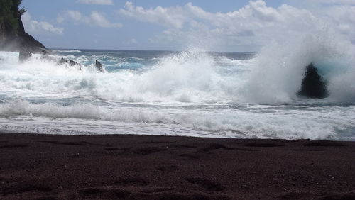 Waves splashing on beach