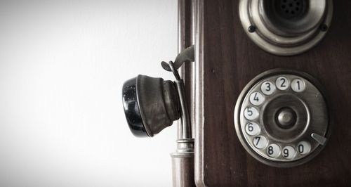 Close-up of telephone booth