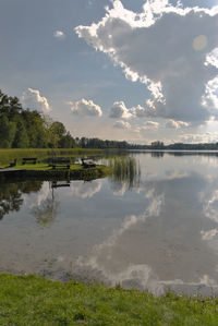 Scenic view of lake against sky