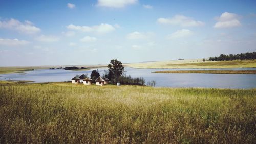 Scenic view of lake against sky