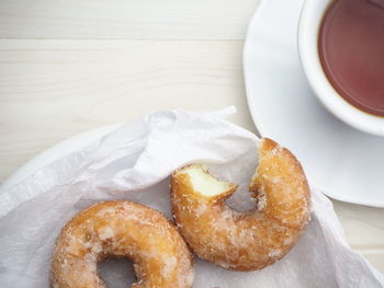 Close-up of coffee served on table