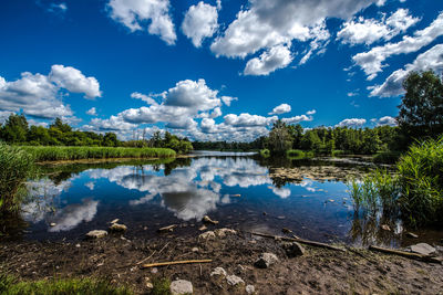 Scenic view of lake against sky