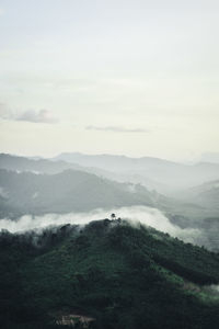 High angle view of mountains against sky