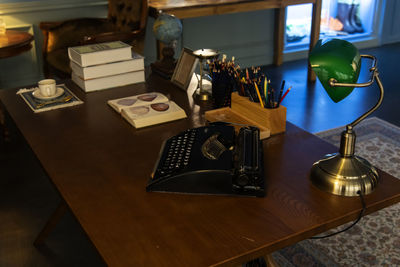 Close-up of objects on table