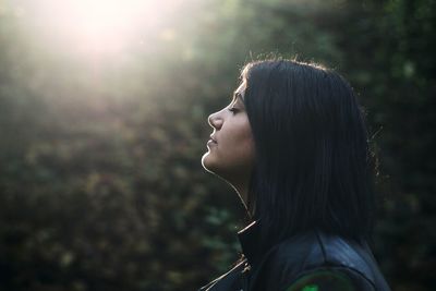 Portrait of woman looking away