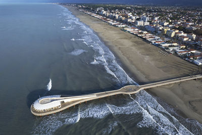 High angle view of bridge over river