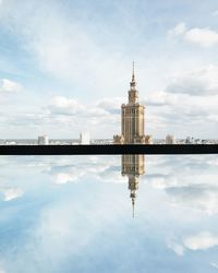 Reflection of building in water