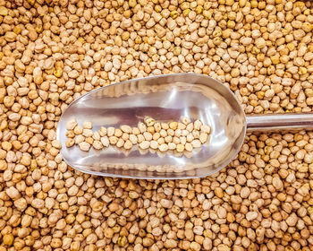 High angle view of chickpeas in container