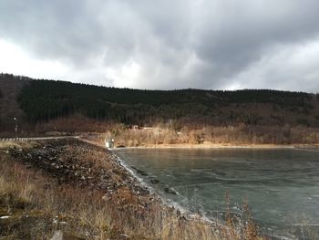 Scenic view of land against sky