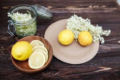 High angle view of food on table