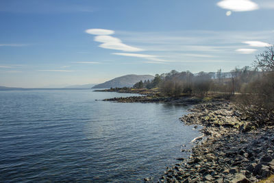 Scenic view of sea against cloudy sky