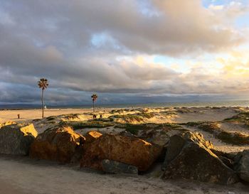 Scenic view of beach against sky