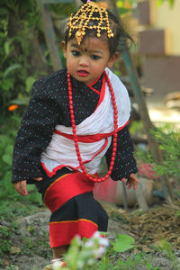 Portrait of a cute girl in newari dress