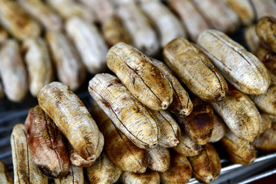 Close-up of bananas on barbecue