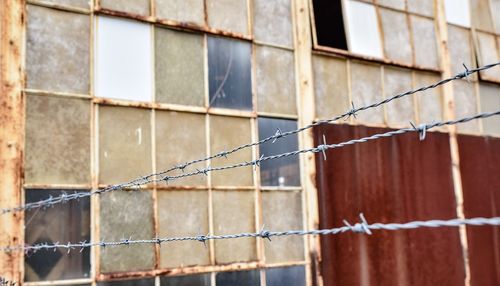 Close-up of metal windows