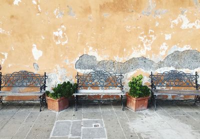 Built structure against wall
