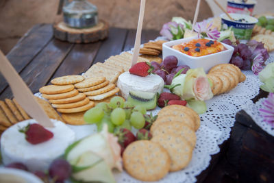 Close-up of breakfast on table