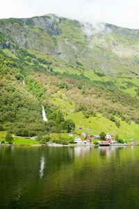 Scenic view of lake and mountains