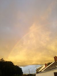 Low angle view of rainbow over trees