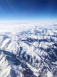 Aerial view of snow covered landscape