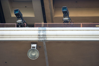 Low angle view of security cameras